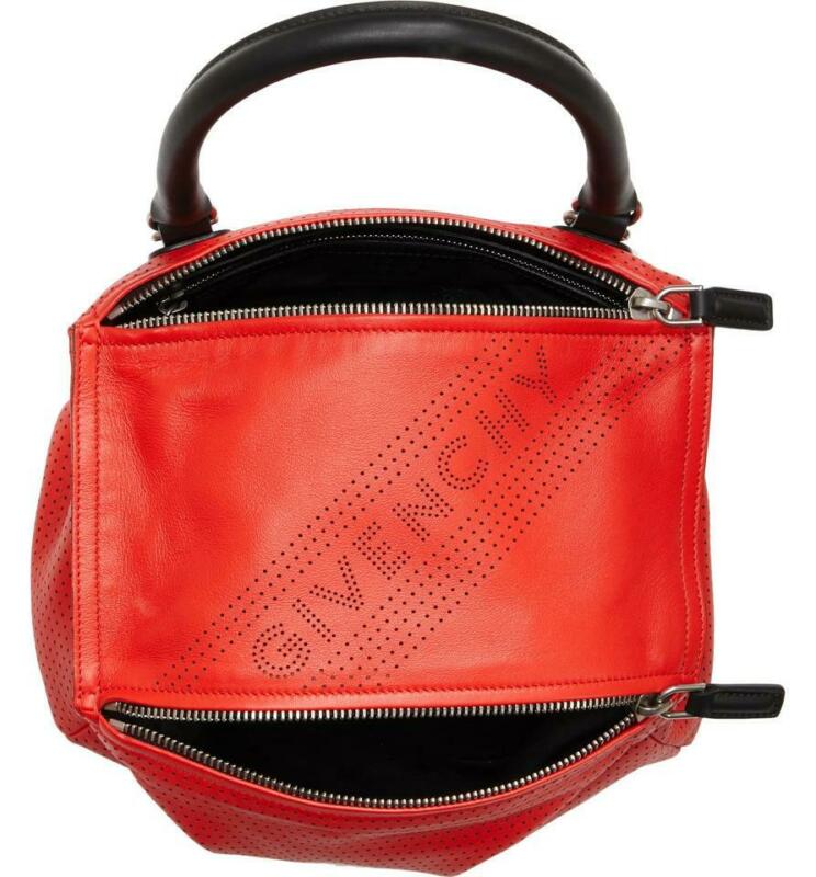 Givenchy Small Pandora Perforated Logo Red Leather Satchel