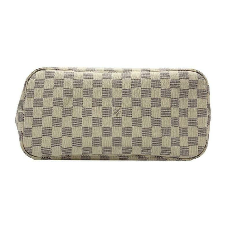 Louis Vuitton Neverfull Mm Rose Ballerine White Damier Azur Canvas Tote