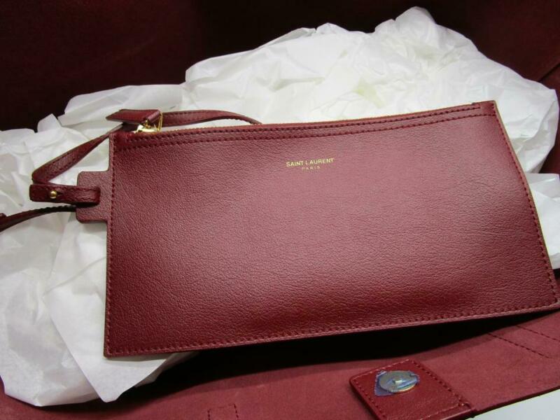 Saint Laurent Monogram Shopping Pallisandre Lacquer Red Leather Tote