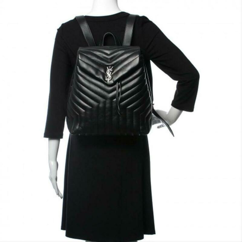 Saint Laurent Monogram Loulou Calfskin Matelasse Medium Monogram Black Leather