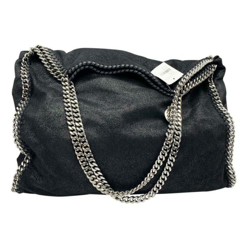 Stella McCartney Large Falabella - Shaggy Deer Black Faux Leather Tote