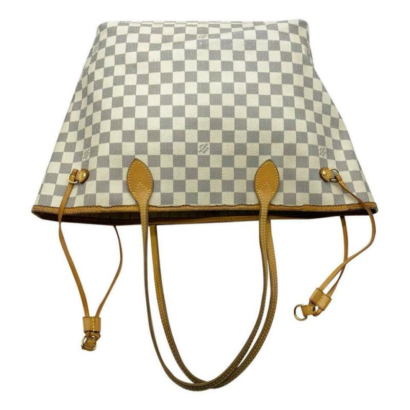 Louis Vuitton Neverfull Mm White Damier Azur Canvas Tote