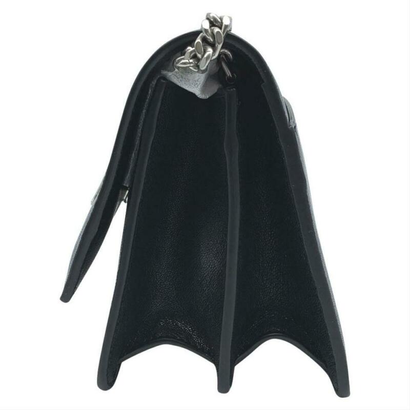 Saint Laurent Monogram Shoulder Sunset Small Black Leather Cross Body Bag