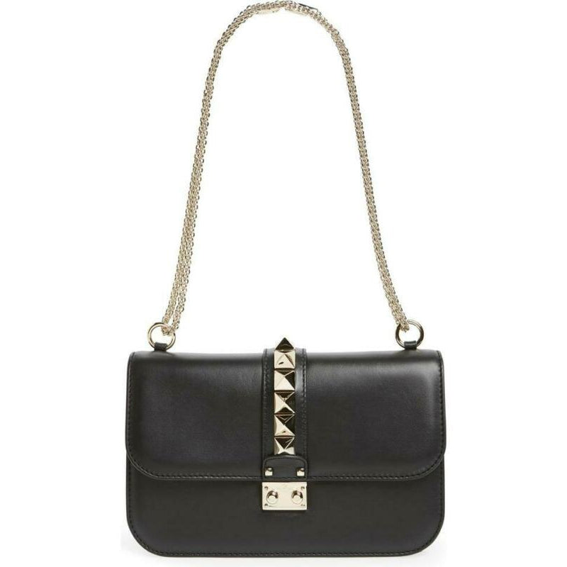 Valentino Shoulder Medium Lock Black Leather Cross Body Bag