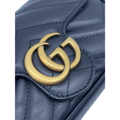 Gucci Marmont Super Mini Gg Black Leather Cross Body Bag