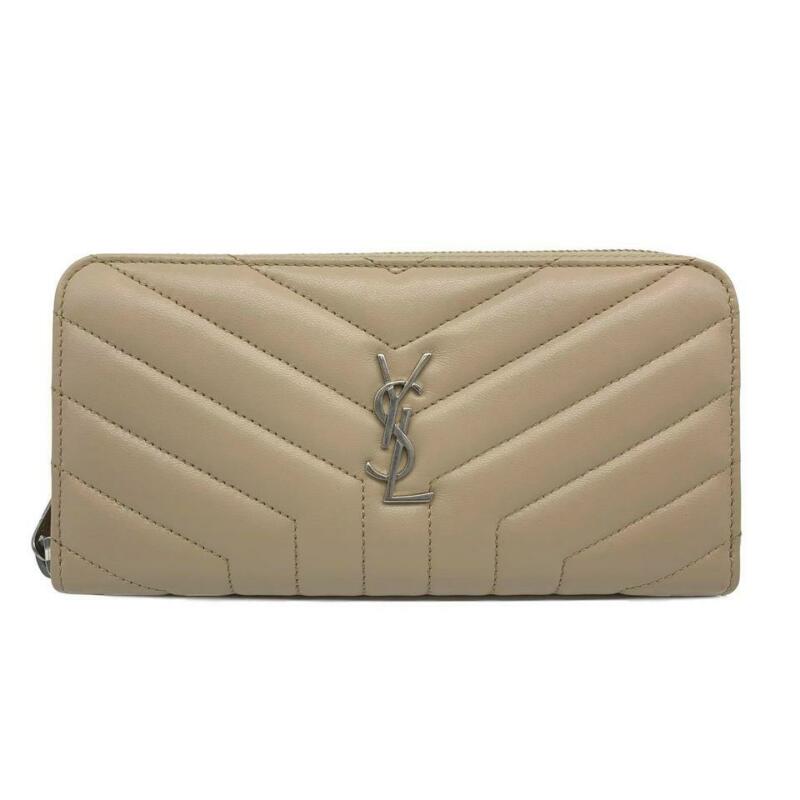 Saint Laurent Dark Beige Monogram Loulou New Matelasse Leather Zip Around Wallet