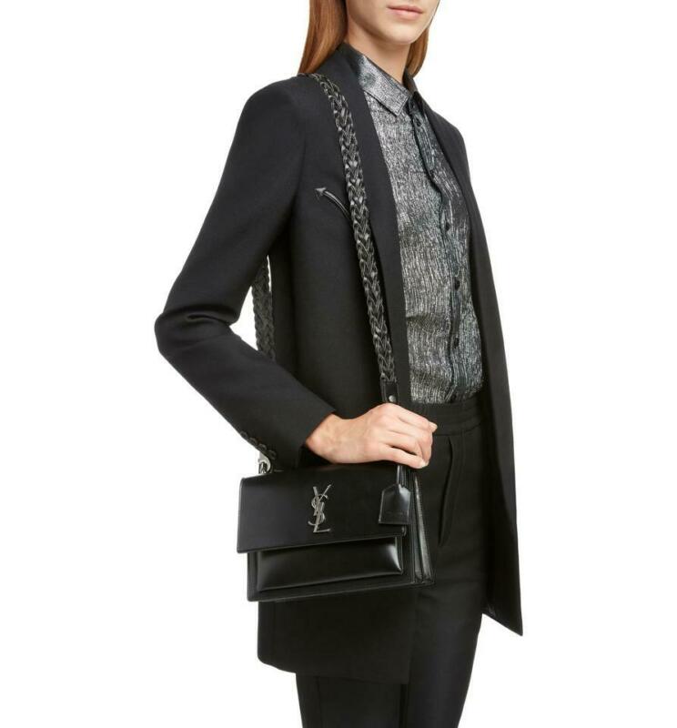 Saint Laurent Black Leather Medium Sunset Shoulder Bag Saint