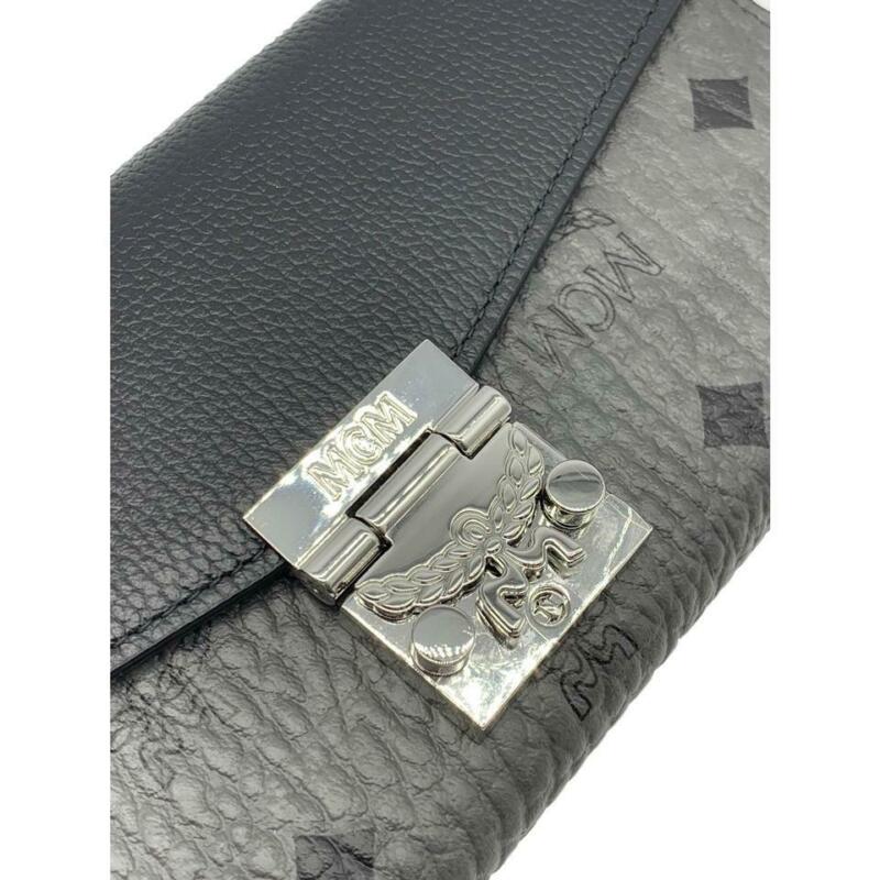 MCM Patricia Visetos Wallet On A Chain Black Leather Cross Body Bag