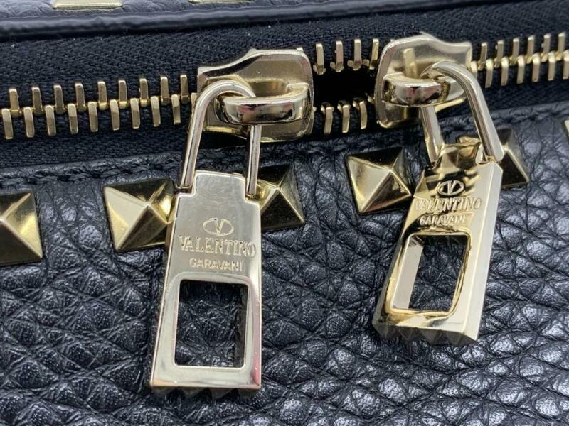 Valentino Belt Rockstud Black Leather Messenger Bag