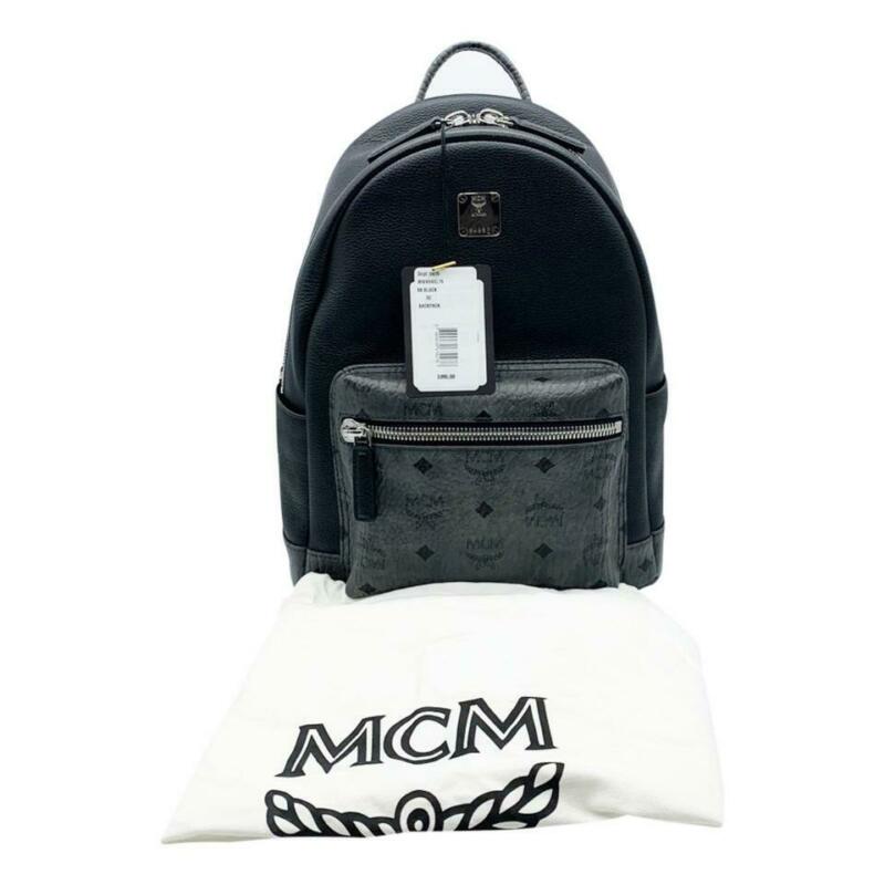 MCM Small Visetos Canvas Black Leather Backpack