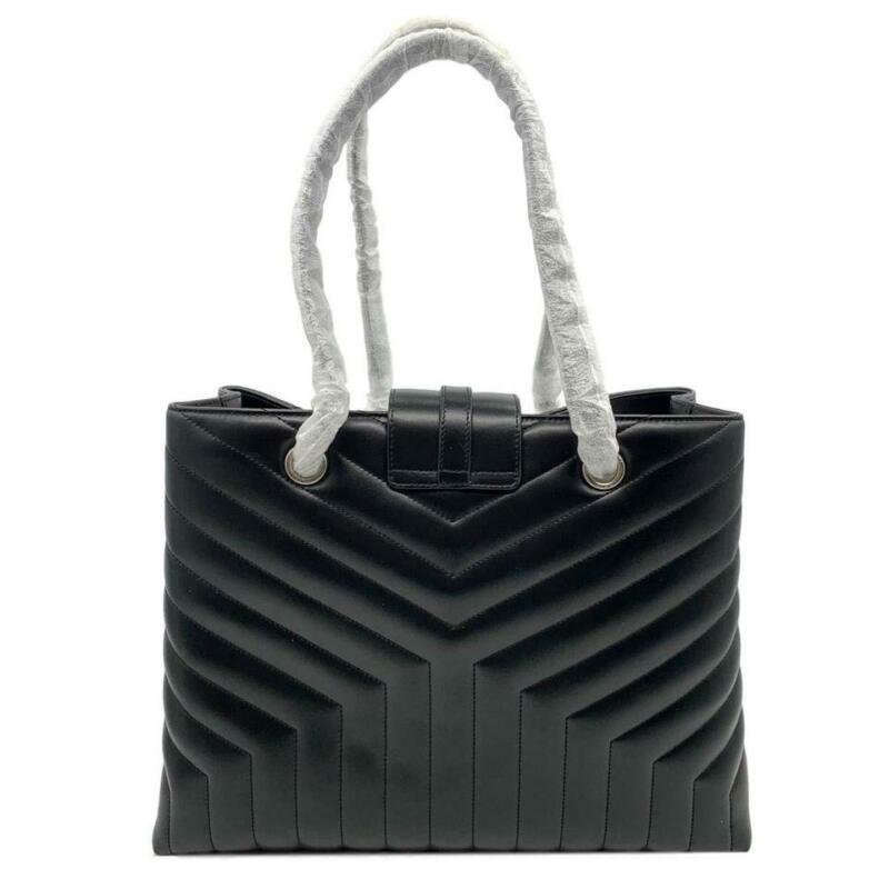 Saint Laurent Monogram Loulou Large Matelassé Shopper Black Leather Tote