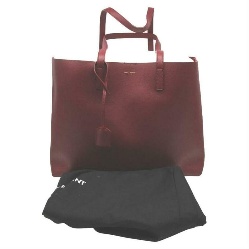 Saint Laurent Monogram Shopping Pallisandre Lacquer Red Leather Tote