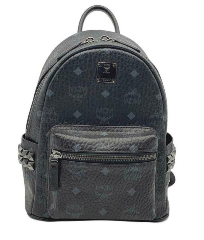 black mini canvas backpack MCM Mini Black Coated Canvas Backpack