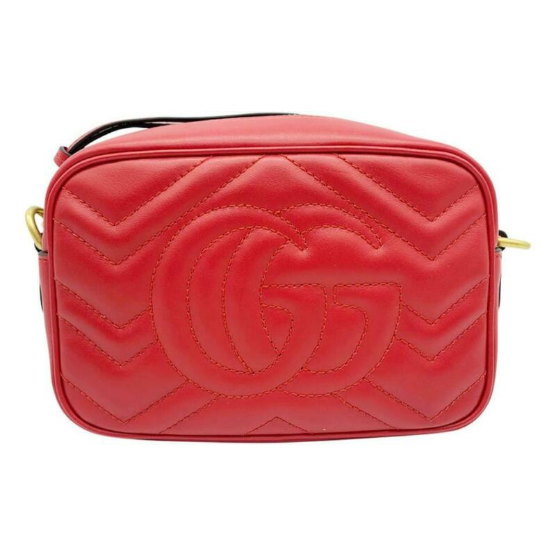 Gucci GG Chain Camera Marmont Mini Red Cross Body Bag