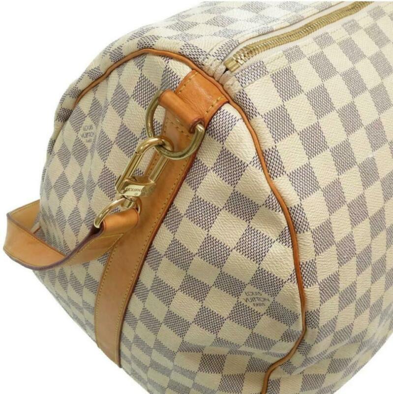 Louis Vuitton Keepall Bandouliere 55 Damier Azur White Coated Canvas Travel Bag
