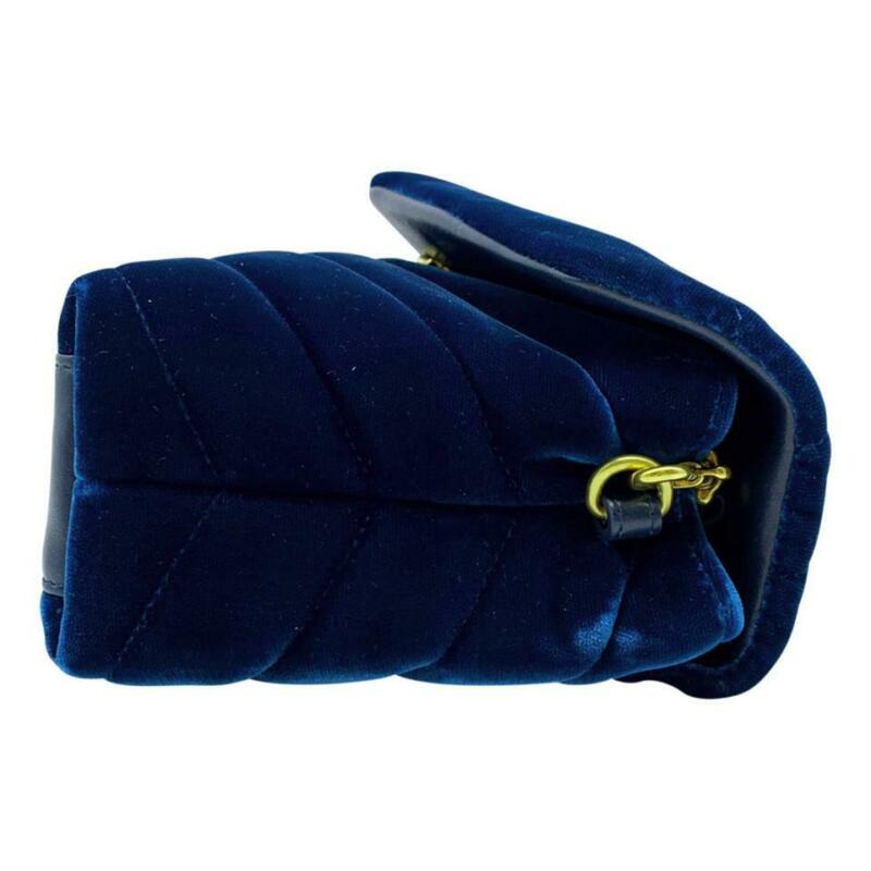 Saint Laurent Monogram Loulou Toy Navy Blue Velvet Cross Body Bag