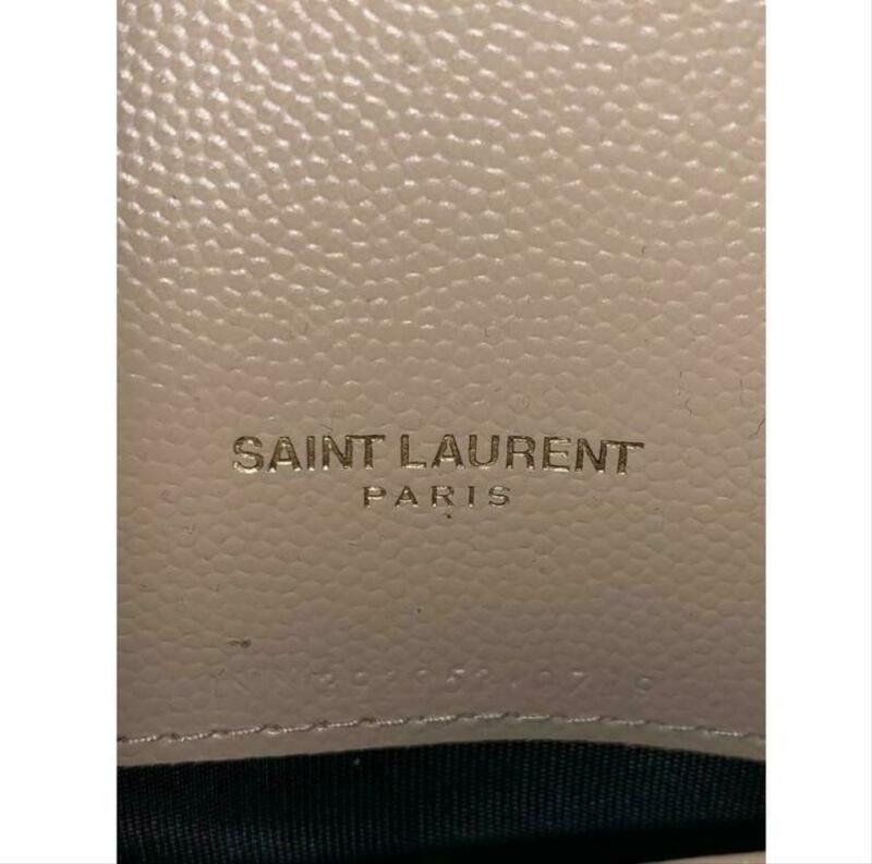 Saint Laurent Monogram Envelope Chain Wallet Small Poudre Beige Leather