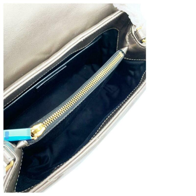 Saint Laurent Monogram Loulou Small Metallic Silver Leather Shoulder Bag