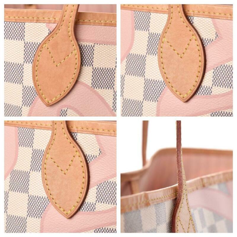 Louis Vuitton Neverfull Tahitienne Mm White Damier Azur Canvas Tote