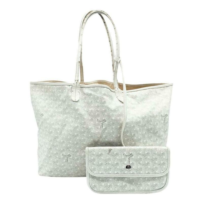 Goyard Goyardine Saint Louis Pm with Pouch White Coated Canvas Tote