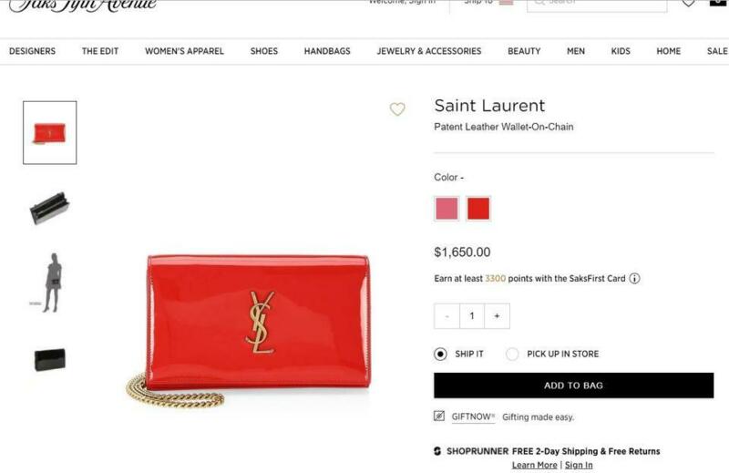 Saint Laurent Monogram Kate Chain Wallet Medium Envelope Red Patent Leather