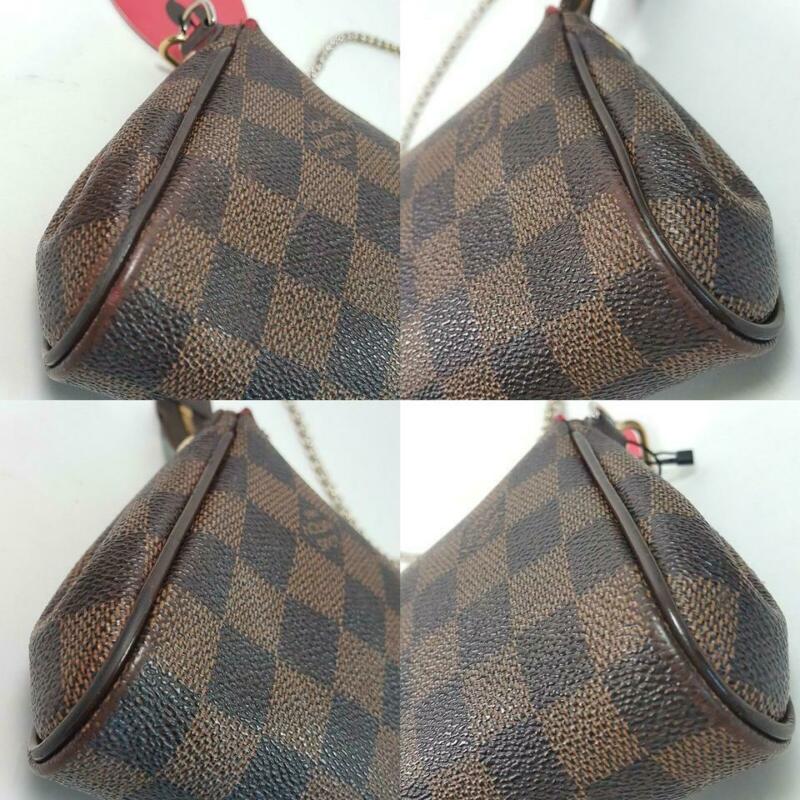 Louis Vuitton Eva Damier Ebene Chain Brown Coated Canvas Cross Body Bag