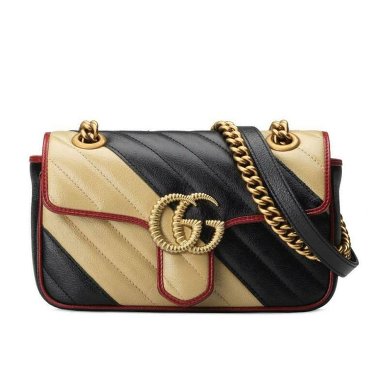 black mini gg marmont 2.0 backpack Gucci Marmont Gg 2.0 Mini Pattern Black Leather Shoulder Bag