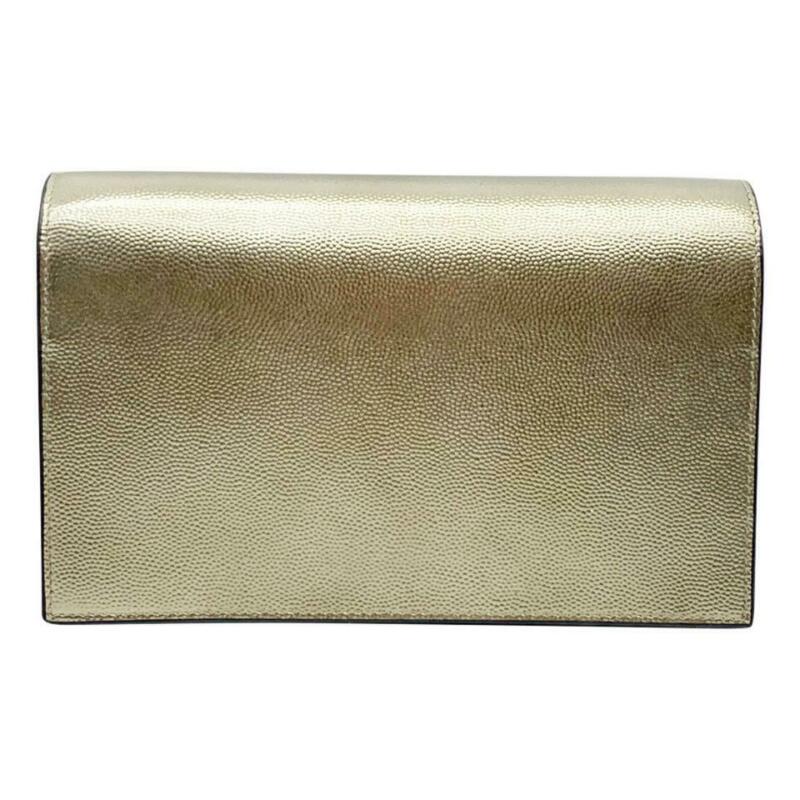 Saint Laurent Monogram Kate Tassel Metallic Monogram Silver Leather Cross Body