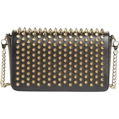 Christian Louboutin Clutch Zoompouch Spiked Black Leather Cross Body Bag