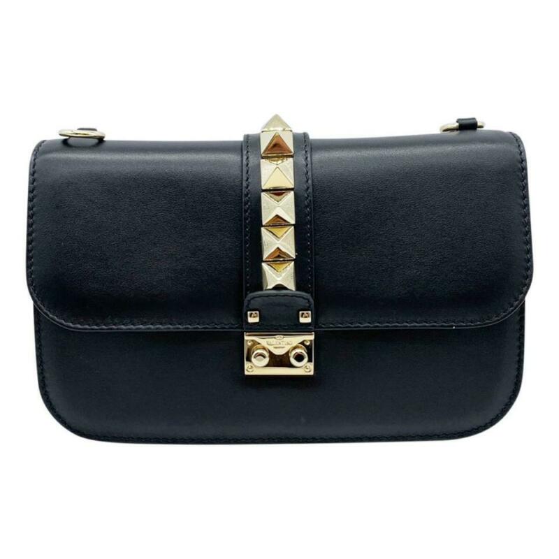 Valentino Shoulder Medium Lock Black Leather Cross Body Bag