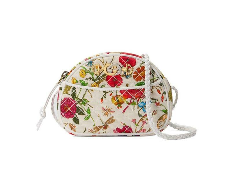 Gucci Ophidia Trapuntata Floral Mini White Canvas Cross Body Bag