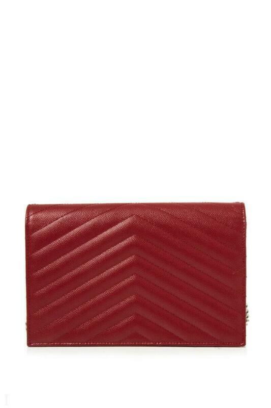 Saint Laurent Chain Wallet Monogram Small Red Leather Cross Body Bag