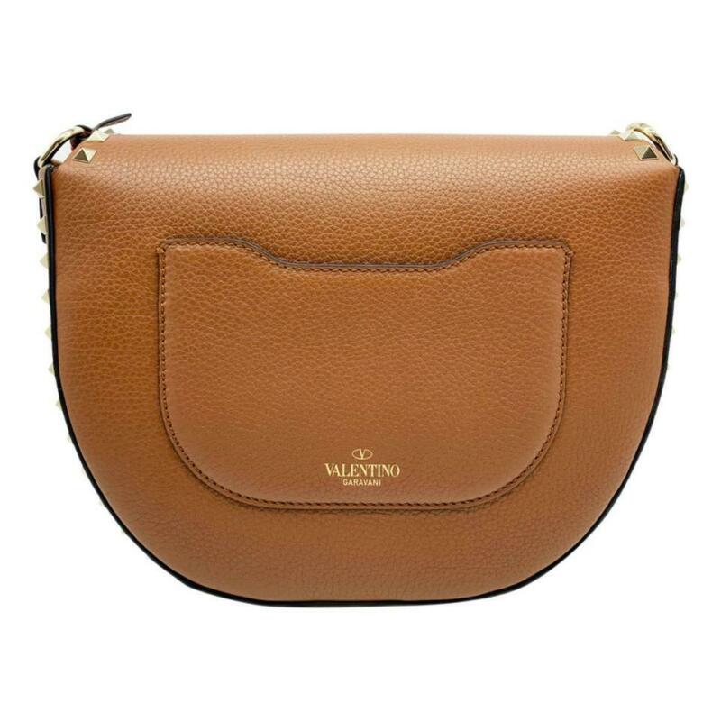 Valentino Crossbody Rockstud Saddle Brown Leather Shoulder Bag