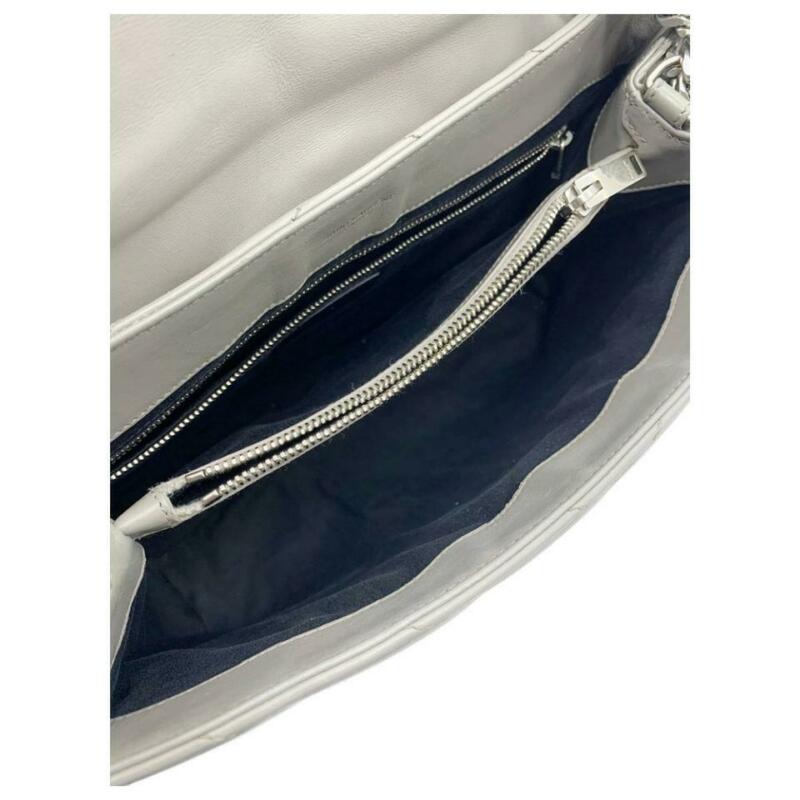 Saint Laurent Monogram Loulou Calfskin Matelasse Medium Monogram Chain Gray