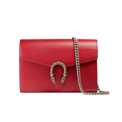 Gucci Chain Wallet Dionysus Red Leather Shoulder Bag