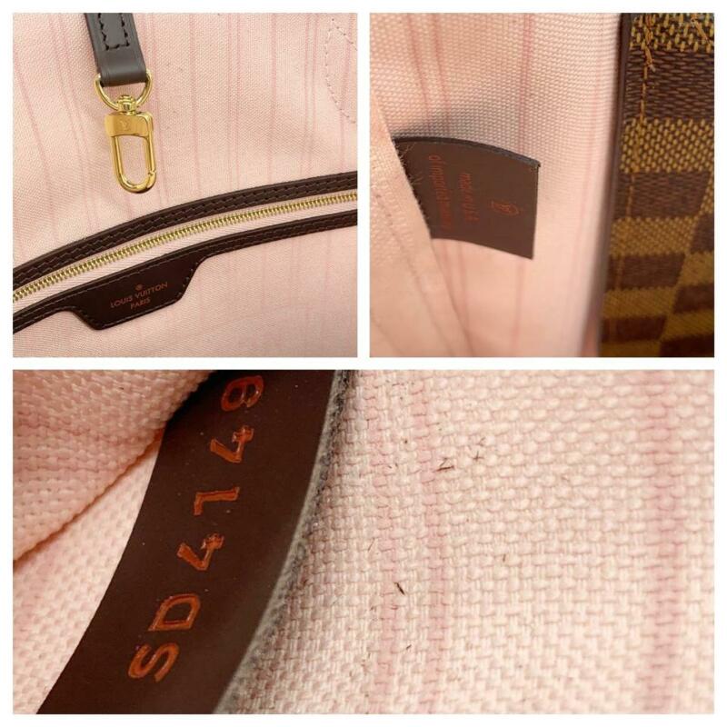 Louis Vuitton Neverfull 2019 Mm Damier Ebene Rose Ballerine Brown Coated Canvas