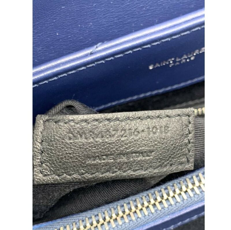 Saint Laurent Monogram Loulou Medium Navy Blue Calfskin Leather Shoulder Bag