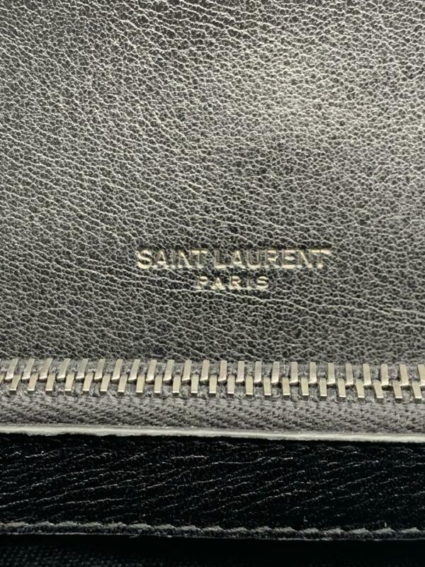 Saint Laurent Monogram College Large Striped Flap-top Black Canvas Shoulder Bag