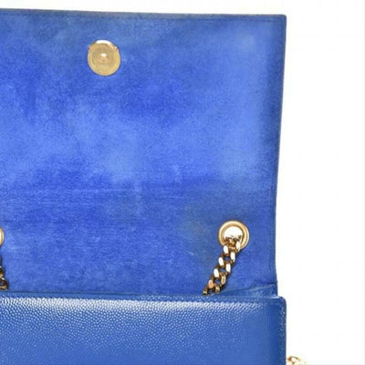 Saint Laurent Monogram Kate Chain Small Blue Leather Cross Body Bag