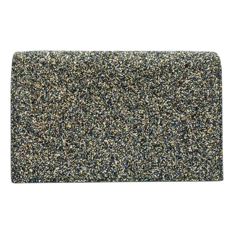 Saint Laurent Monogram Kate Tassel Glitter Chain Silver Leather Cross Body Bag