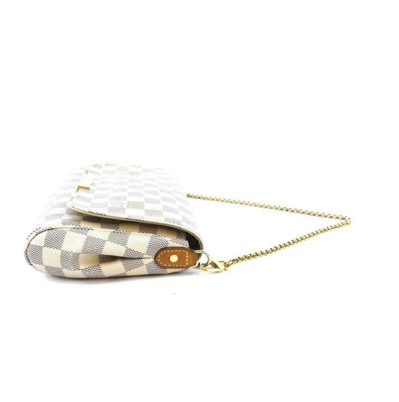 Louis Vuitton Favorite Mm White Damier Azur Canvas Cross Body Bag