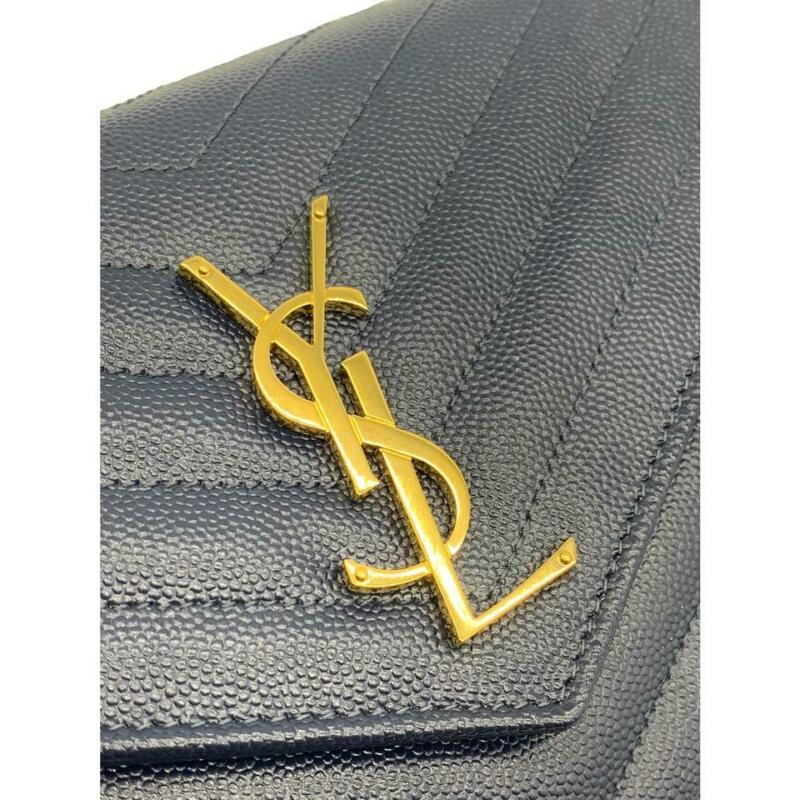 Saint Laurent Chain Wallet Medium Deep Marine Blue Leather Cross Body Bag
