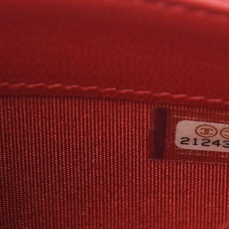 Chanel Boy Quilted Wallet On Removable Chain Woc Red Lambskin Leather