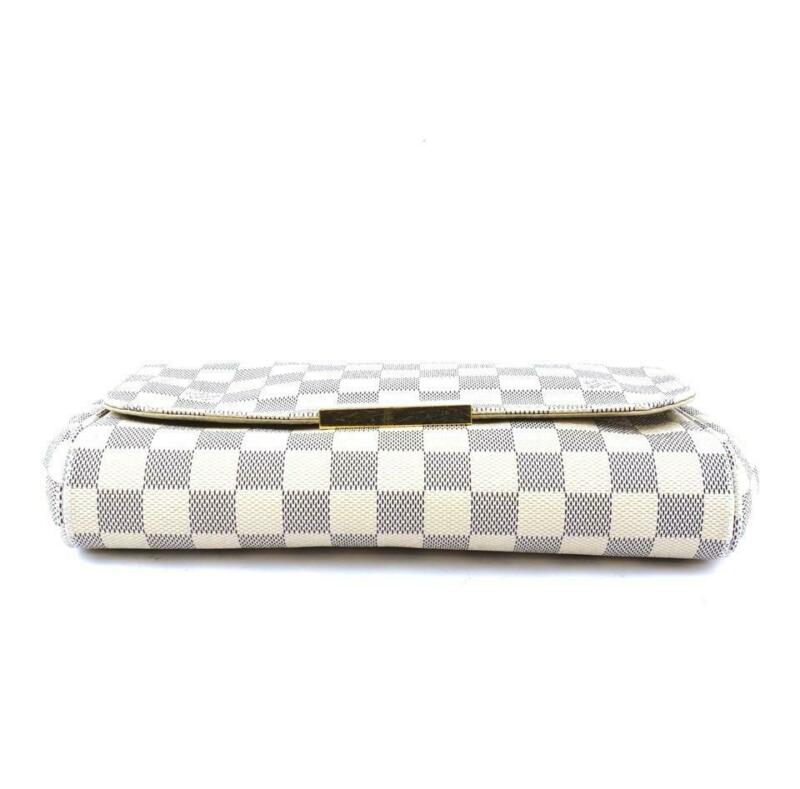Louis Vuitton Favorite Mm White Damier Azur Canvas Cross Body Bag