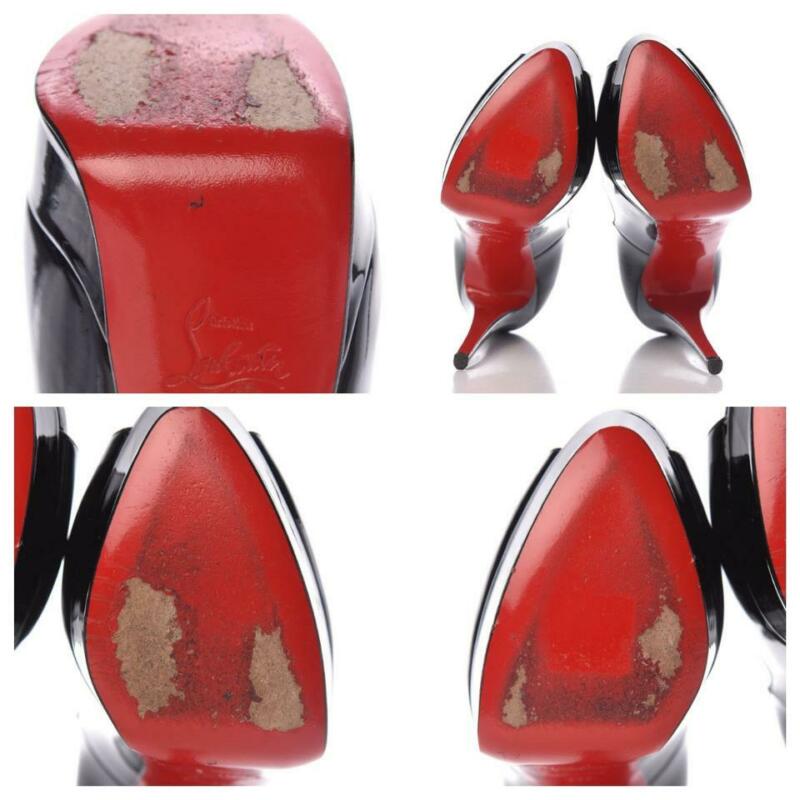 Christian Louboutin Black Patent Calfskin Lady 150 Peep Toe Platform Pumps