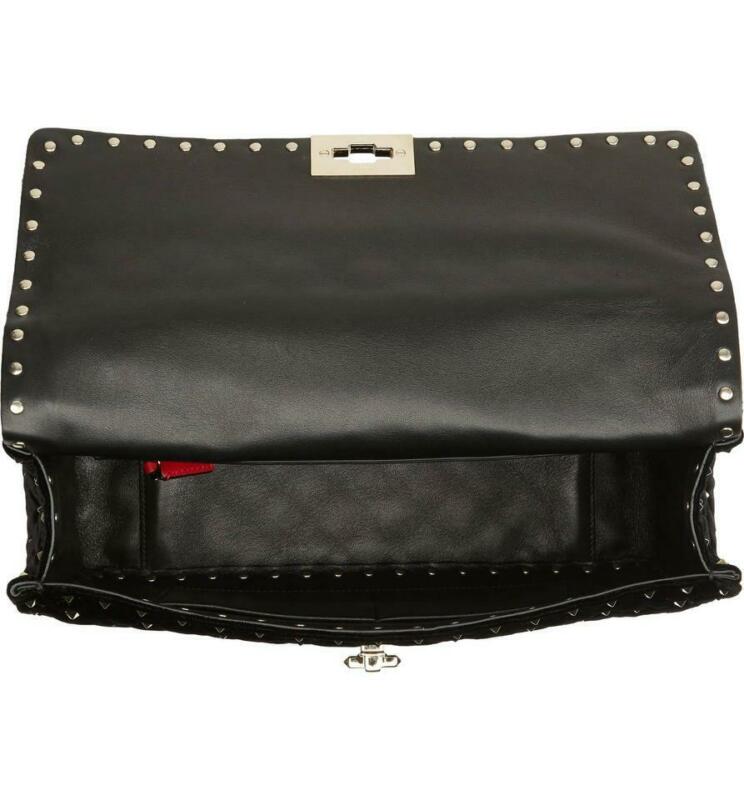 Valentino Shoulder New Garavani Rockstud Spike Large Black Velvet Cross Body Bag