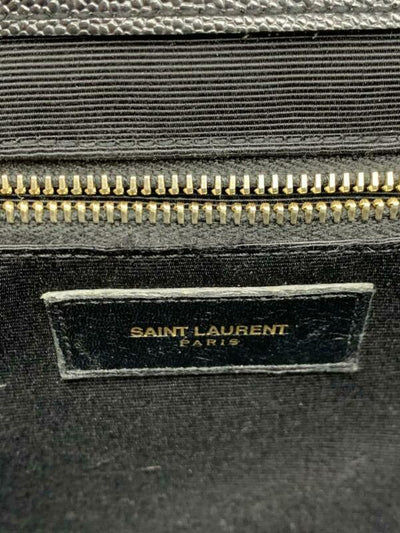 Saint Laurent Monogram Envelope Grained Calfskin Matelasse Chevron Large Black