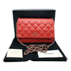 Chanel Wallet on Chain Quilted Woc Red Lambskin Leather Cross Body Bag