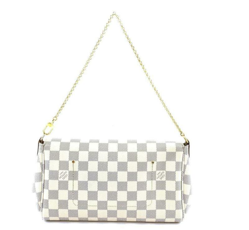 Louis Vuitton Favorite Mm White Damier Azur Canvas Cross Body Bag