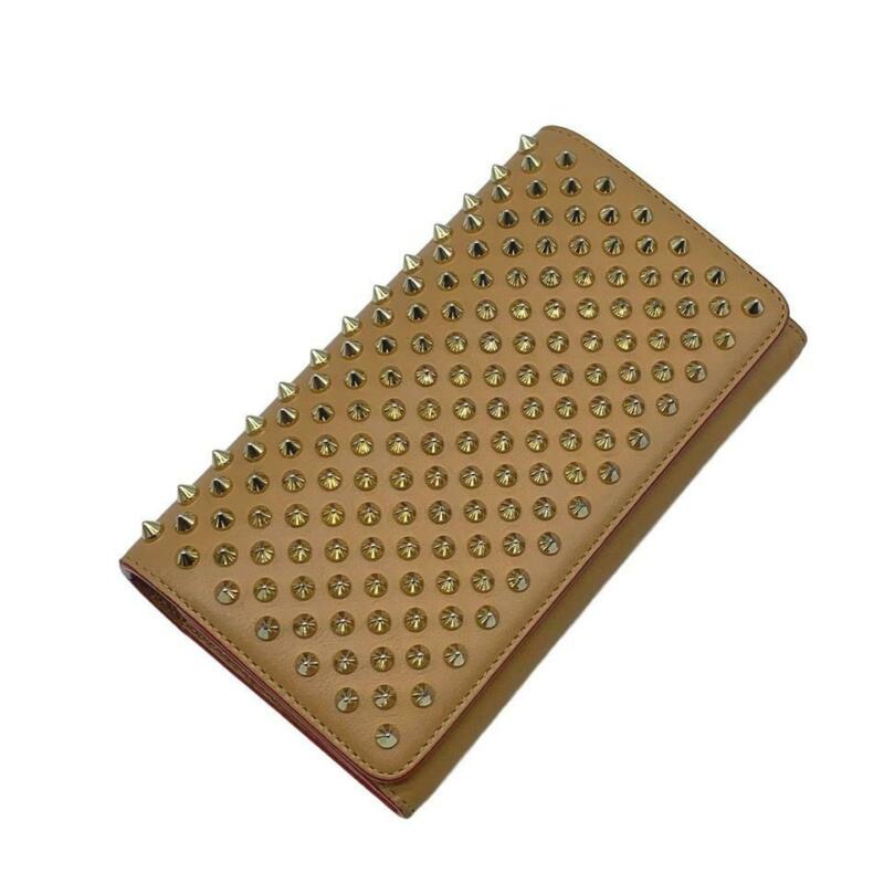 Christian Louboutin Macaron Spike Brown Leather Wristlet